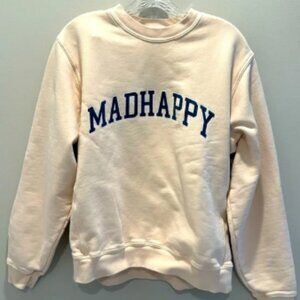 MAD HAPPY Sweatshirt Cream W/ Blue Print
